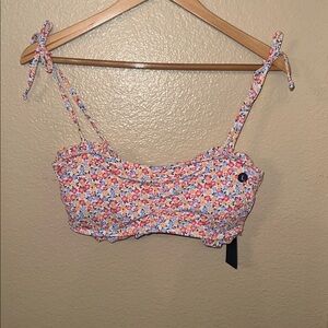Floral Crop Top with Tie Straps